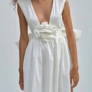 FOR LOVE AND LEMONS ROSE WHITE MINI BRIDAL GOWN WITH BOW